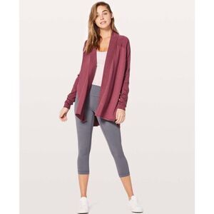 Lululemon Blissful Zen Merino Wool‎ Cardigan Sweater in So Merlot Size 2-4